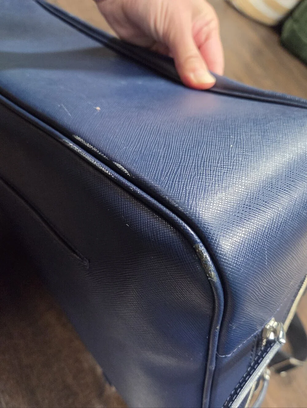 Montblanc Sartorial Large Leather Briefcase Double Zip Document Case Blue Navy